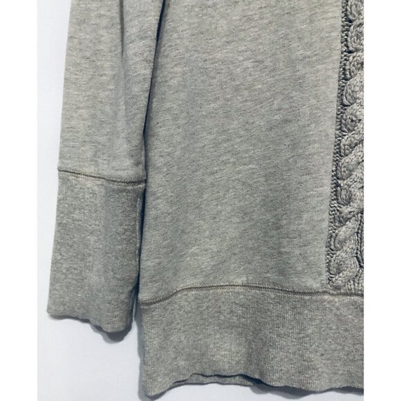 Ann Taylor Loft Womens Medium Beige Mixed Media Sweatshirt Cowl Neck Cable Knit - Picture 3 of 6